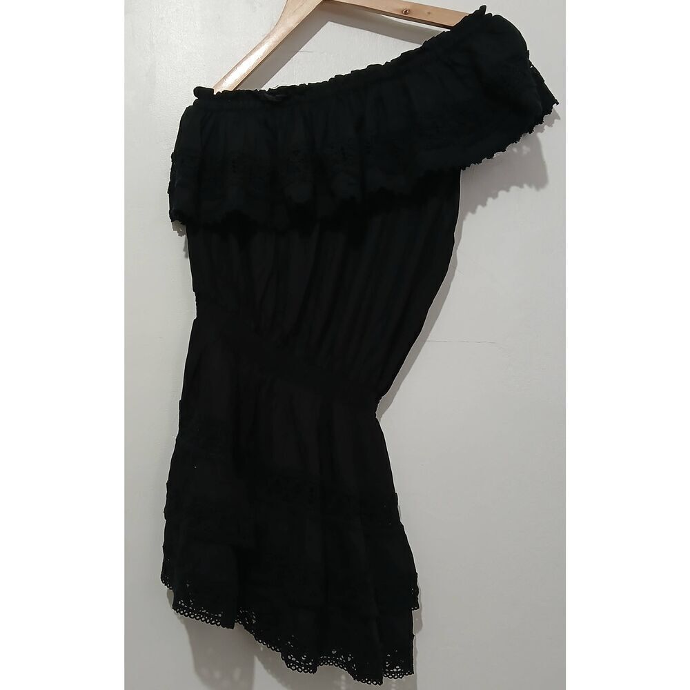 Melissa odabash womens medium one shoulder elastic waist dress black
